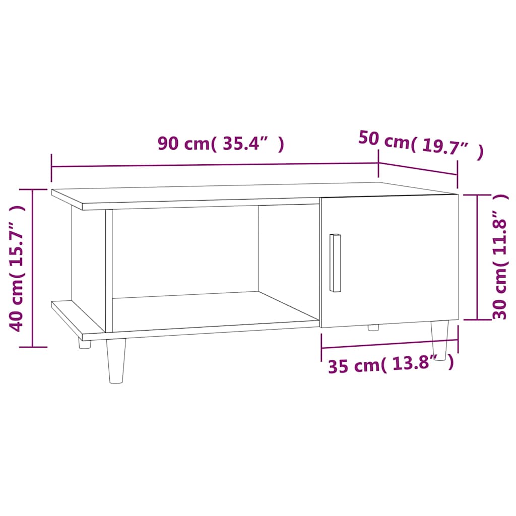 vidaXL Coffee Table 90x50x40 cm engineered wood white