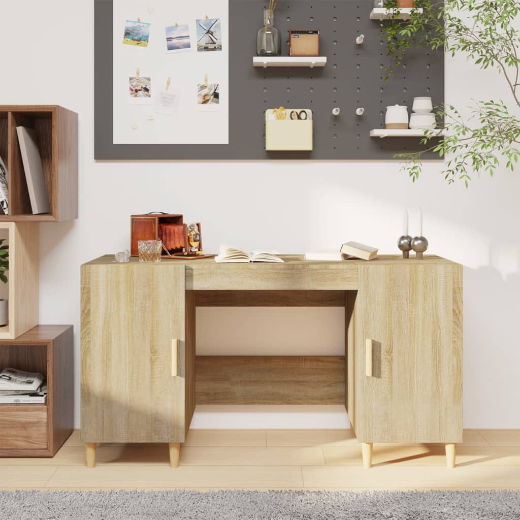 vidaXL Bureau 140x50x75 cm bewerkt hout wit