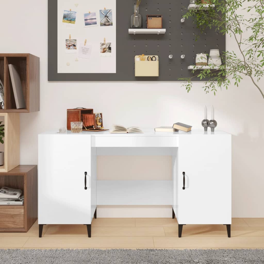 vidaXL Bureau met opslag Oudhout 140 x 50 x 75 cm Bewerkt hout