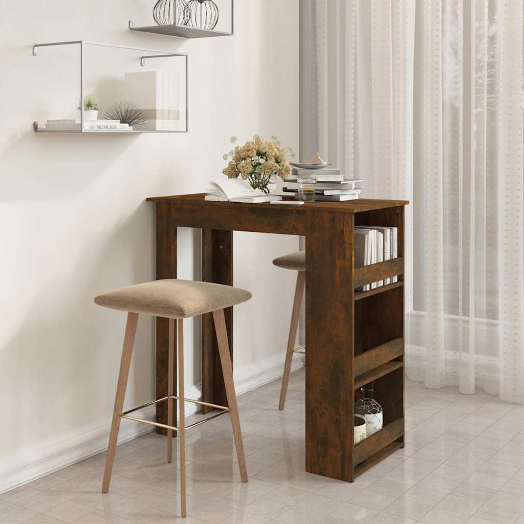 vidaXL Bartafel met opbergrek 102x50x103,5 cm bewerkt hout wit