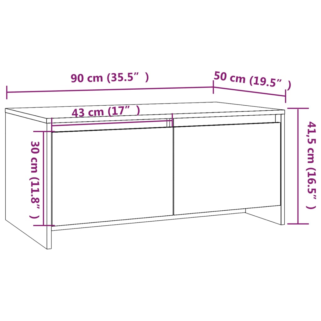 vidaXL Salontafel 90x50x41,5 cm bewerkt hout wit