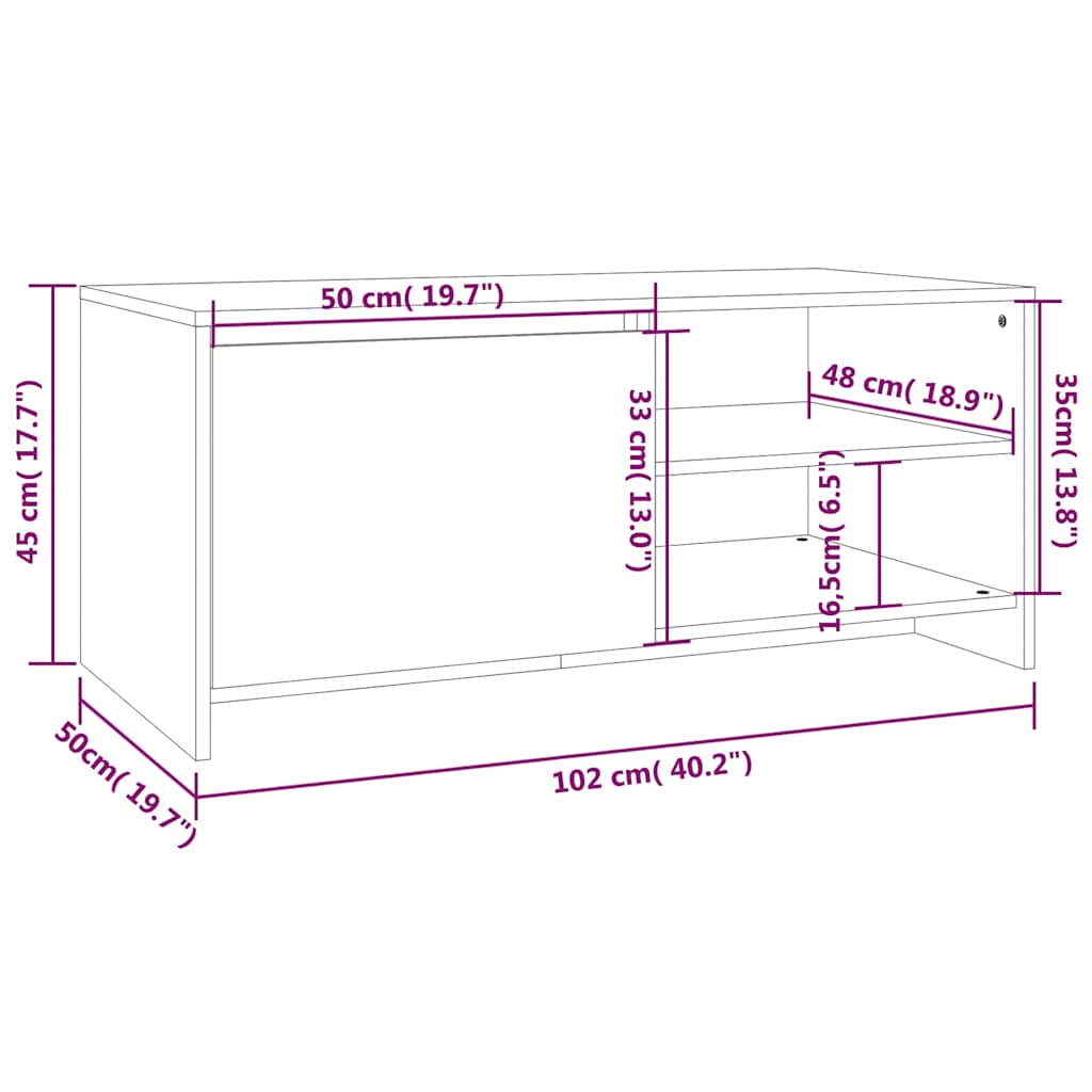 vidaXL Salontafel 102x50x45 cm bewerkt hout wit