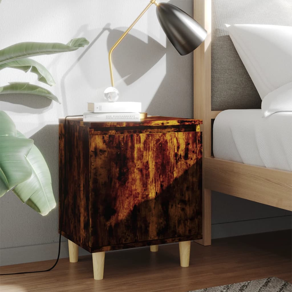 vidaXL Nightstand with Solid Wood Legs 40x30x50 cm White
