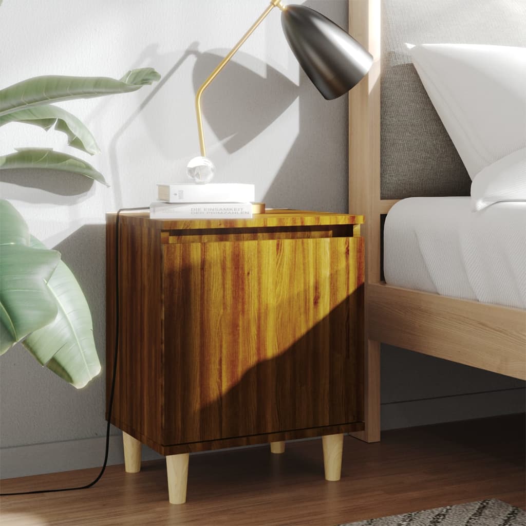 vidaXL Nightstand with Solid Wood Legs 40x30x50 cm White