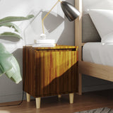 vidaXL Nightstand with Solid Wood Legs 40x30x50 cm White