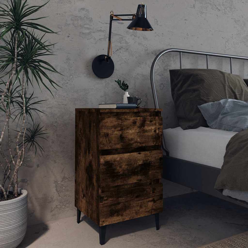 vidaXL Nightstand with metal legs 40x35x69 cm white