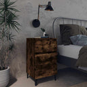vidaXL Nightstand with metal legs 40x35x69 cm white