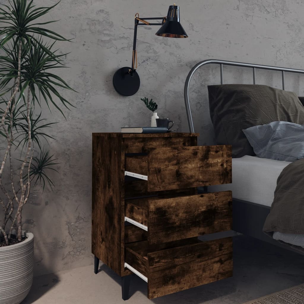 vidaXL Nightstand with metal legs 40x35x69 cm white