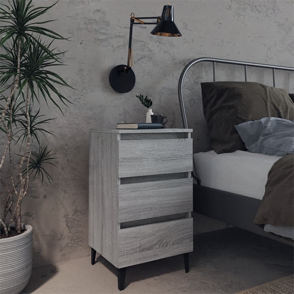 vidaXL Nightstand with metal legs 40x35x69 cm white