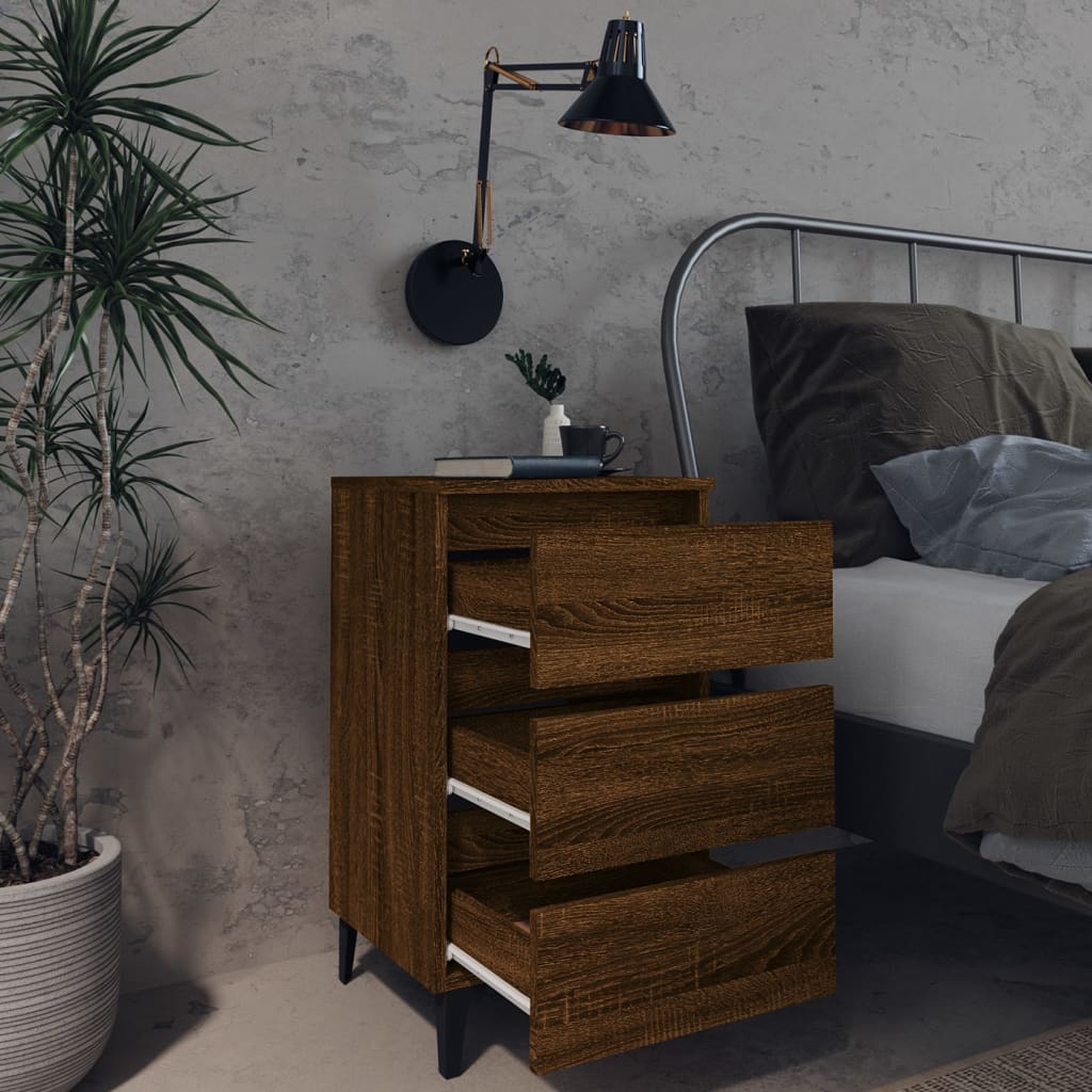 vidaXL Nightstand with metal legs 40x35x69 cm white