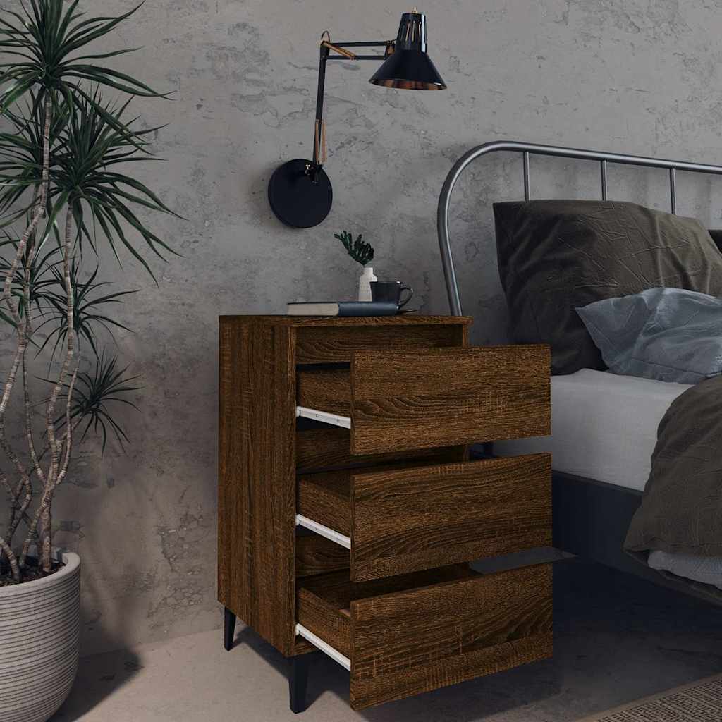vidaXL Nightstand with metal legs 40x35x69 cm white