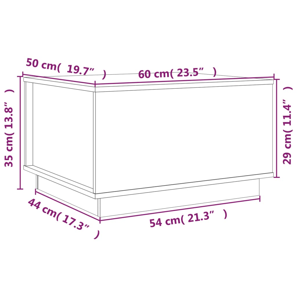 vidaXL Salontafel 60x50x35 cm massief grenenhout wit