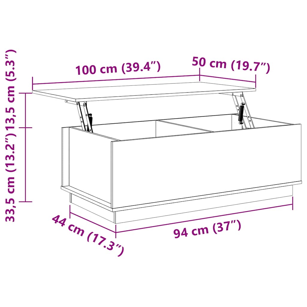vidaXL Salontafel 100x50x35 cm massief grenenhout