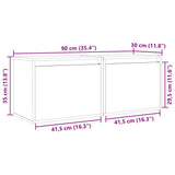 vidaXL Wandkasten 2 st 45x30x35 cm massief grenenhout
