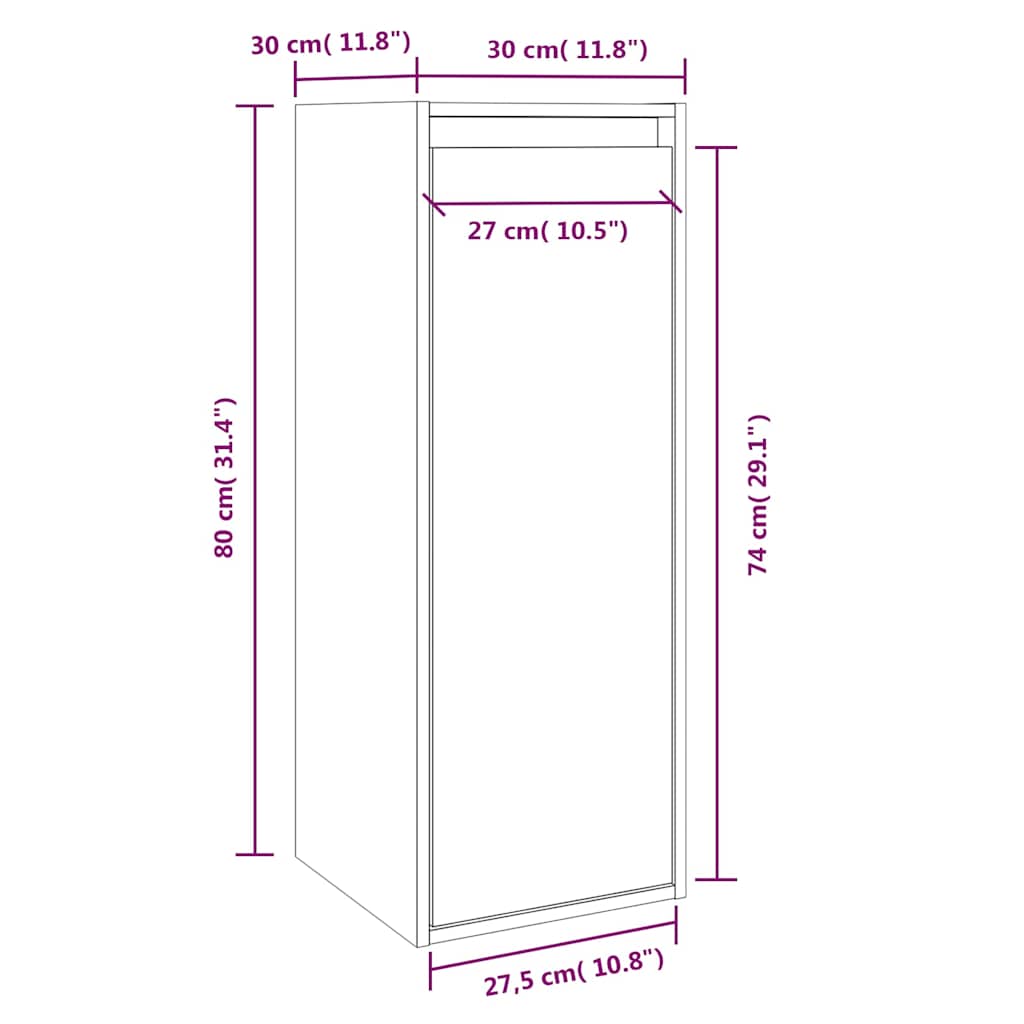 vidaXL Wandkast 30x30x80 cm massief grenenhout