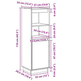vidaXL Hoge kast 37x34x110 cm massief grenenhout