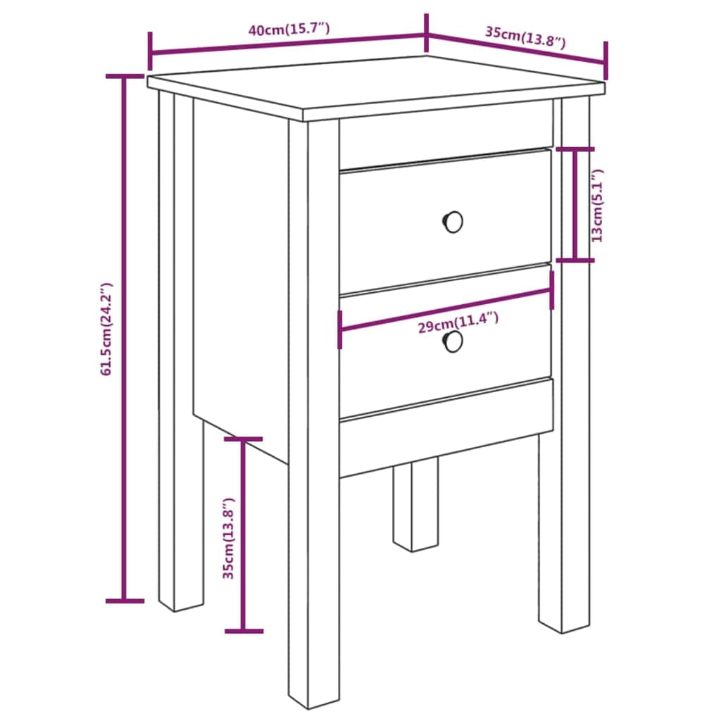 vidaXL Nightstand 40x35x61.5 cm solid pine wood