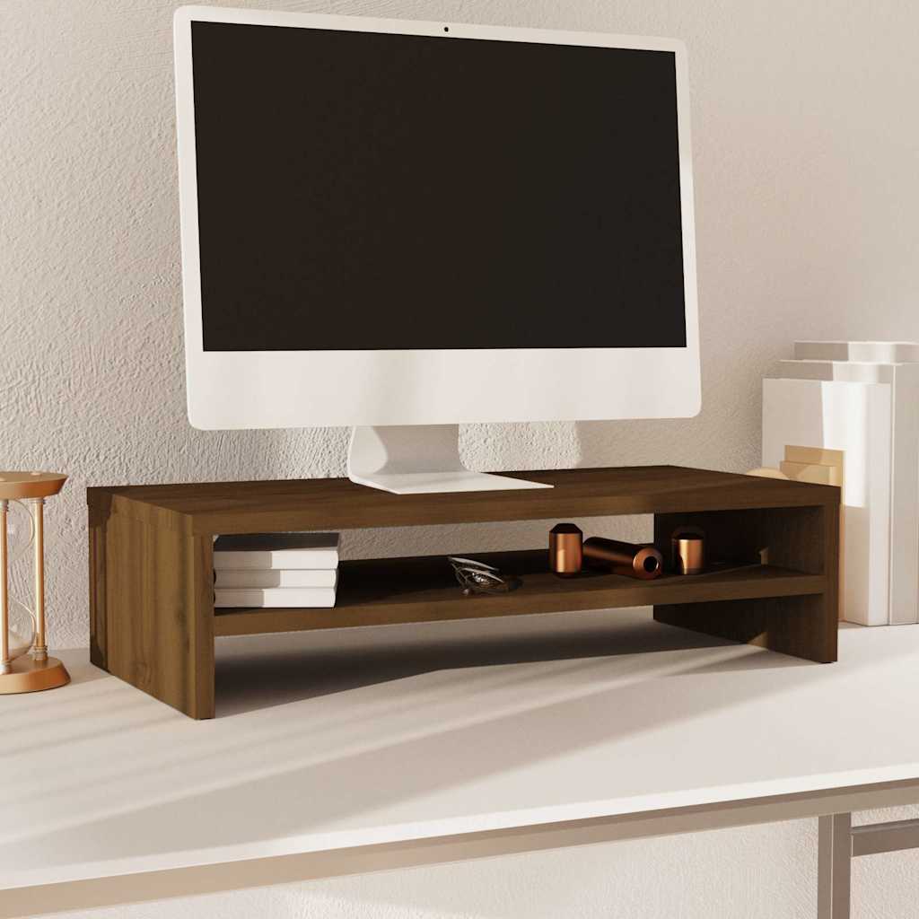 vidaXL Monitorstandaard 50x24x13 cm massief grenenhout
