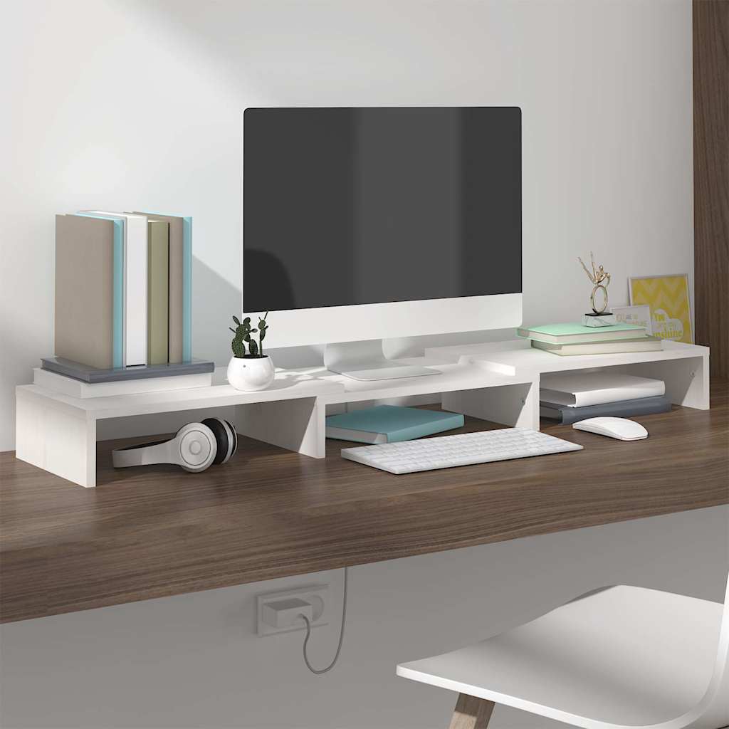vidaXL Monitorstandaard 60x24x10,5 cm massief grenenhout