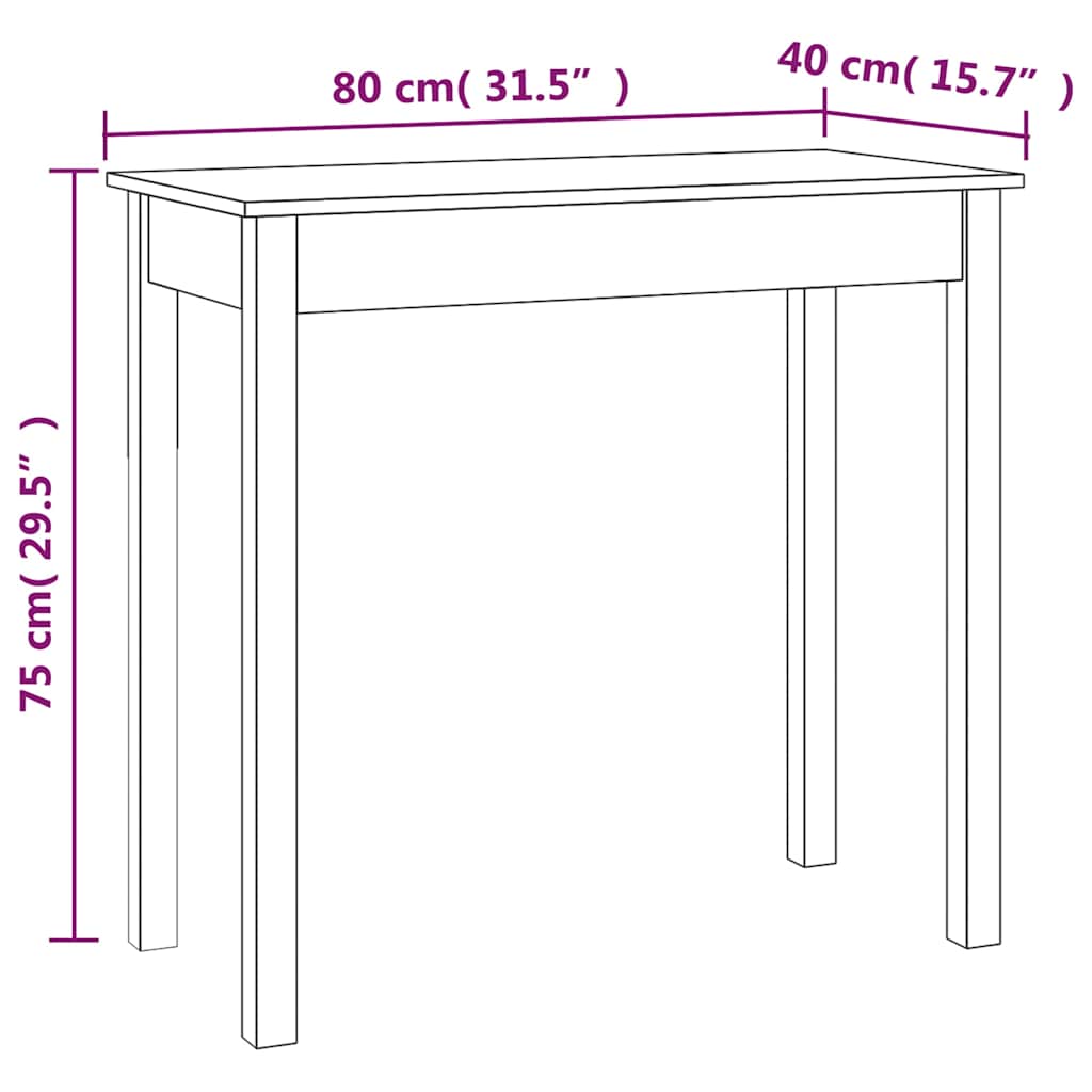 vidaXL Wandtafel 110x40x75 cm massief grenenhout