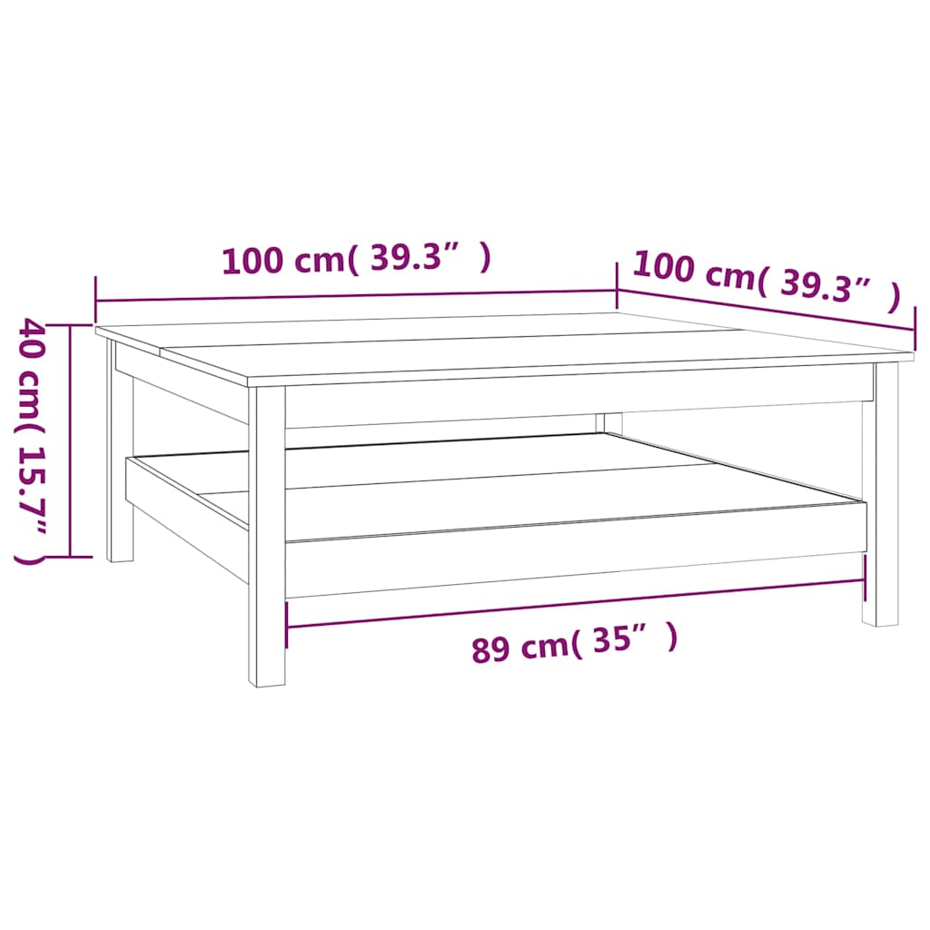 vidaXL Salontafel 35x35x40 cm massief grenenhout grijs