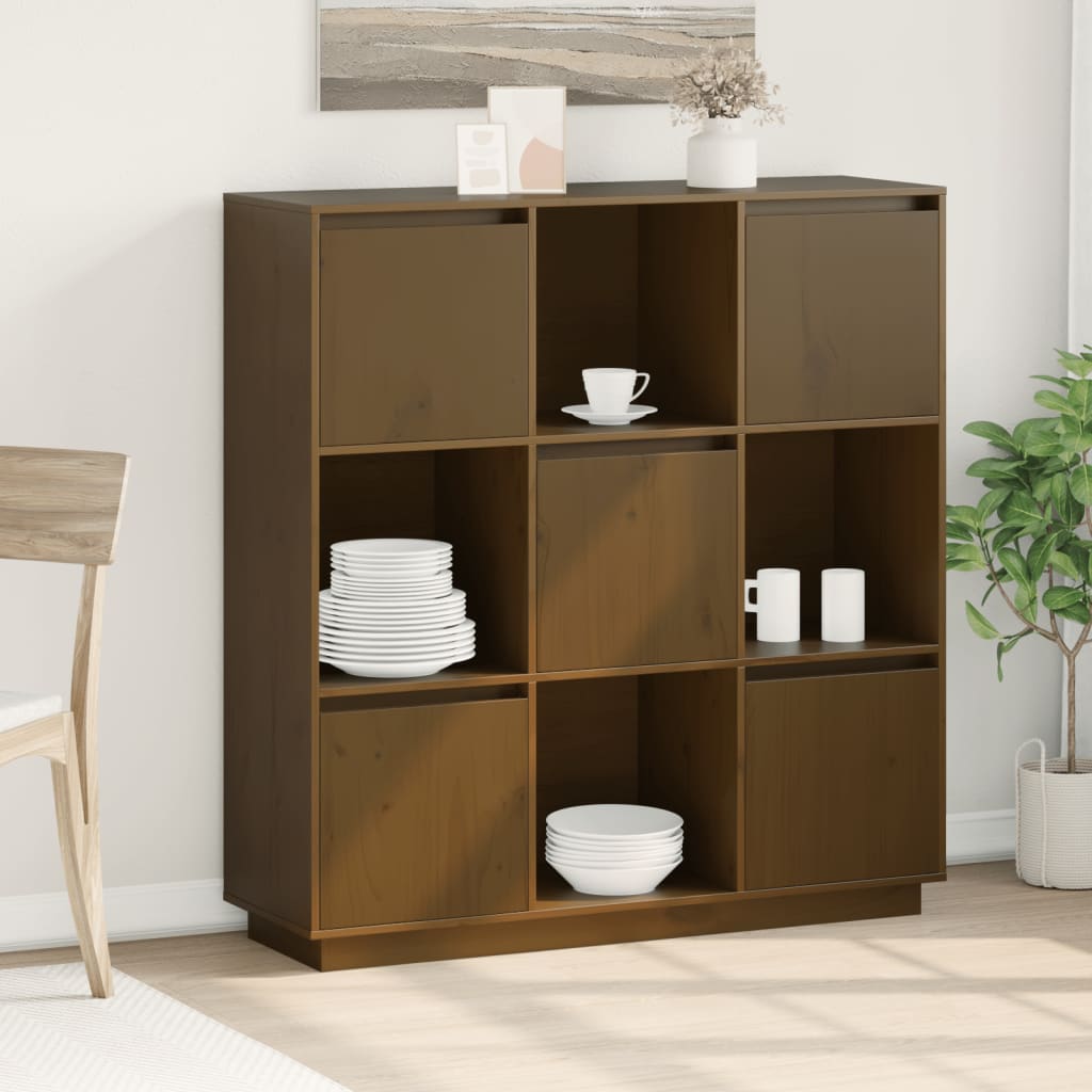 vidaXL Tall cabinet 110.5x35x117 cm solid pine wood