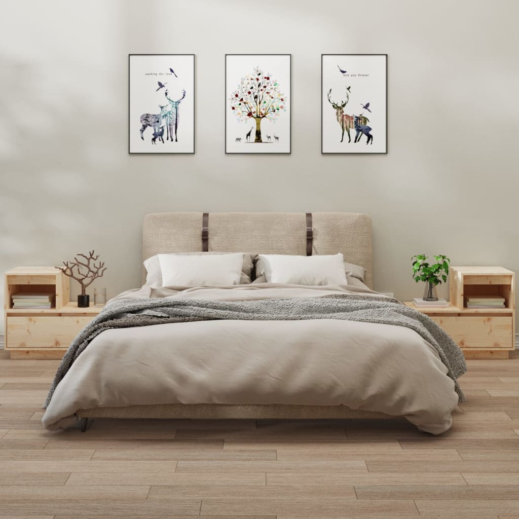vidaXL Nachtkastje 60x34x51 cm massief grenenhout