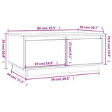 vidaXL Salontafel 80x50x35 cm massief grenenhout wit