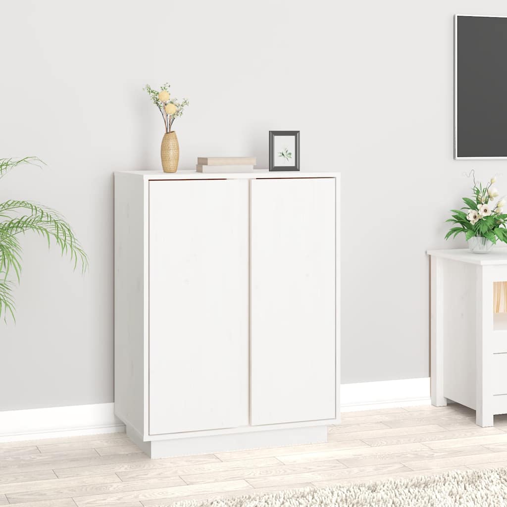 vidaXL Dressoir 60x35x80 cm massief grenenhout wit