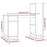 vidaXL Bureau 110x53x117 cm massief grenenhout grijs