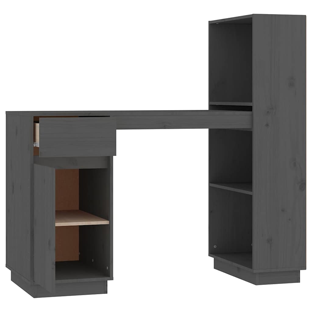 vidaXL Bureau 110x53x117 cm massief grenenhout grijs
