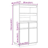 vidaXL Hoge kast 60x40x116,5 cm massief grenenhout grijs