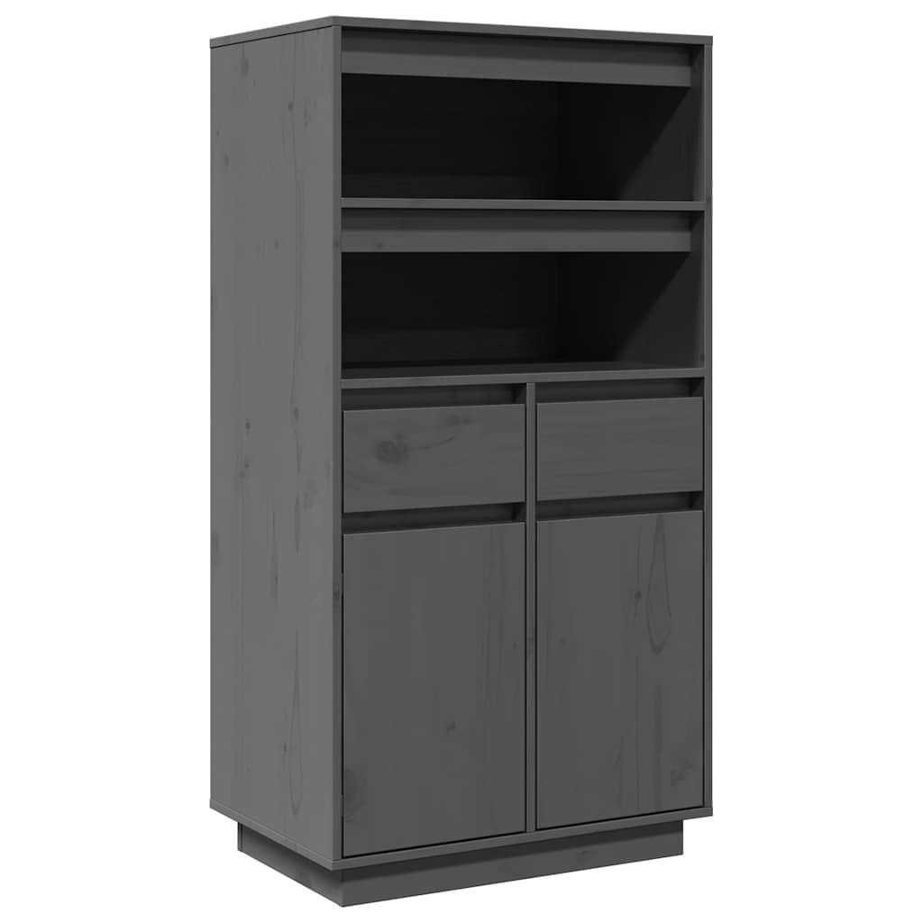 vidaXL Hoge kast 60x40x116,5 cm massief grenenhout grijs
