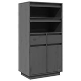vidaXL Hoge kast 60x40x116,5 cm massief grenenhout grijs