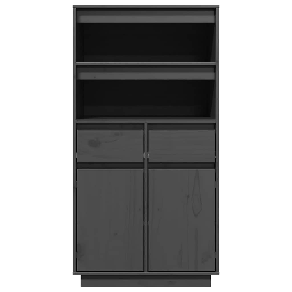 vidaXL Hoge kast 60x40x116,5 cm massief grenenhout grijs