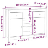 vidaXL Dressoir 100x35x74,5 cm massief grenenhout wit