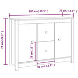 vidaXL Sideboard 100x35x74 cm solid pine wood white