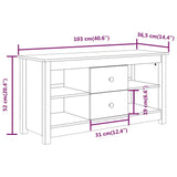 vidaXL Tv-meubel 103x36,5x52 cm massief grenenhout