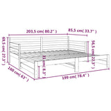 vidaXL Slaapbank uitschuifbaar 2x(80x200) cm massief grenenhout