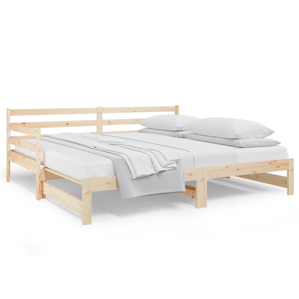vidaXL Slaapbank uitschuifbaar 2x(80x200) cm massief grenenhout