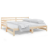 vidaXL Slaapbank uitschuifbaar 2x(80x200) cm massief grenenhout