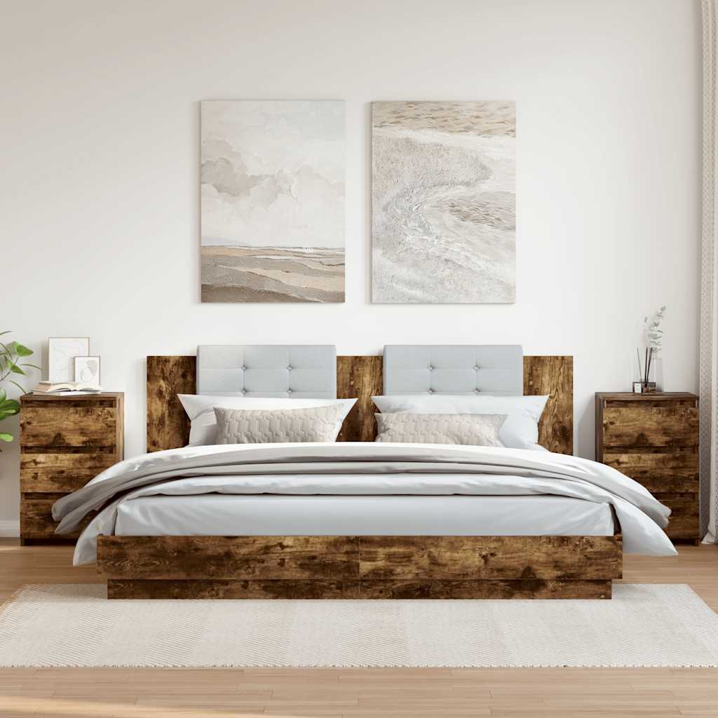 vidaXL Nachtkastje 40x35x62,5 cm bewerkt hout wit