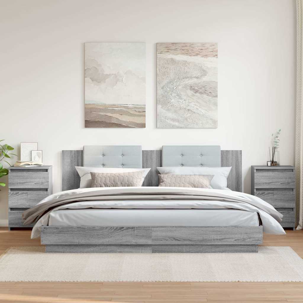 vidaXL Nachtkastje 40x35x62,5 cm bewerkt hout wit