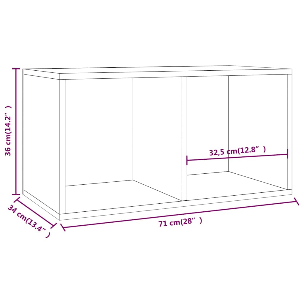 vidaXL Opbergbox voor LP's 71x34x36 cm bewerkt hout wit