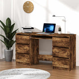 vidaXL Bureau met lade Zwart Eiken 140 x 50 x 76 cm Bewerkt hout