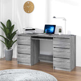 vidaXL Bureau met lade Zwart Eiken 140 x 50 x 76 cm Bewerkt hout