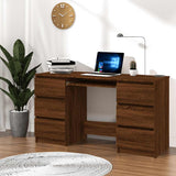 vidaXL Bureau met lade Zwart Eiken 140 x 50 x 76 cm Bewerkt hout