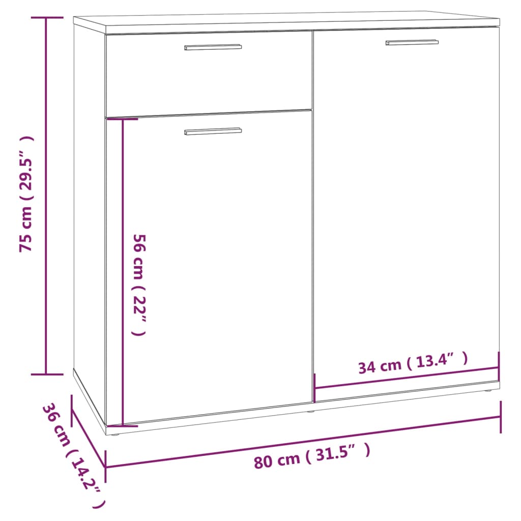 vidaXL Sideboard 160x36x75 cm engineered wood white