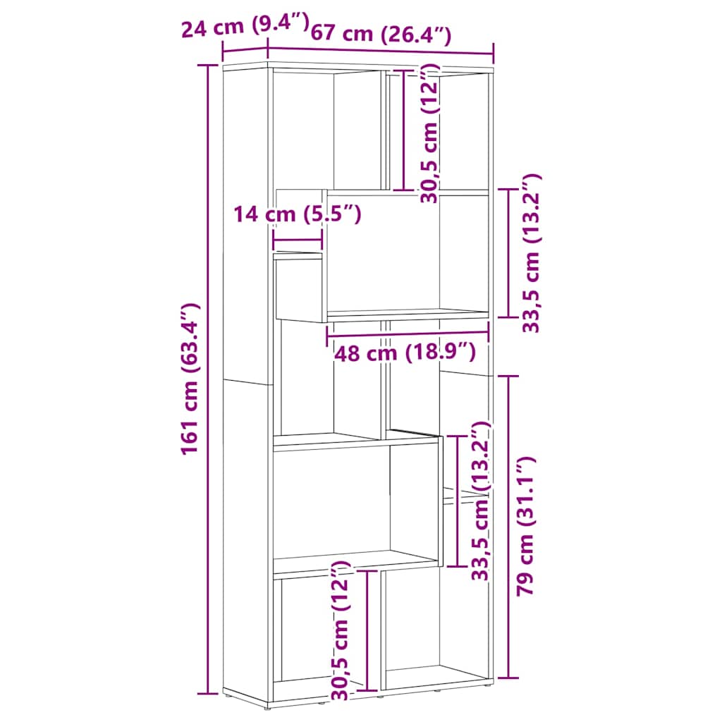 vidaXL Boekenkast 67x24x161 cm bewerkt hout wit