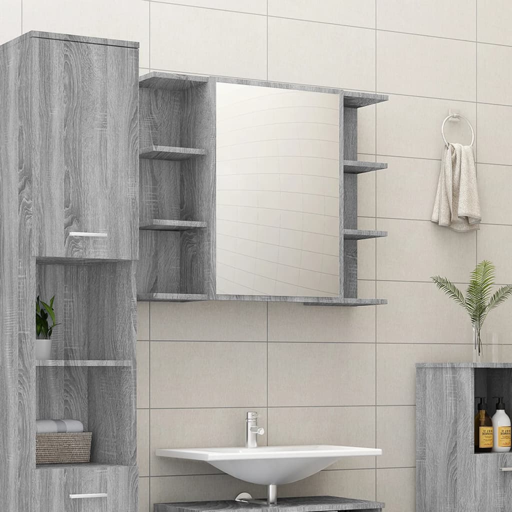 vidaXL Badkamerspiegelkast 80x20,5x64 cm bewerkt hout wit